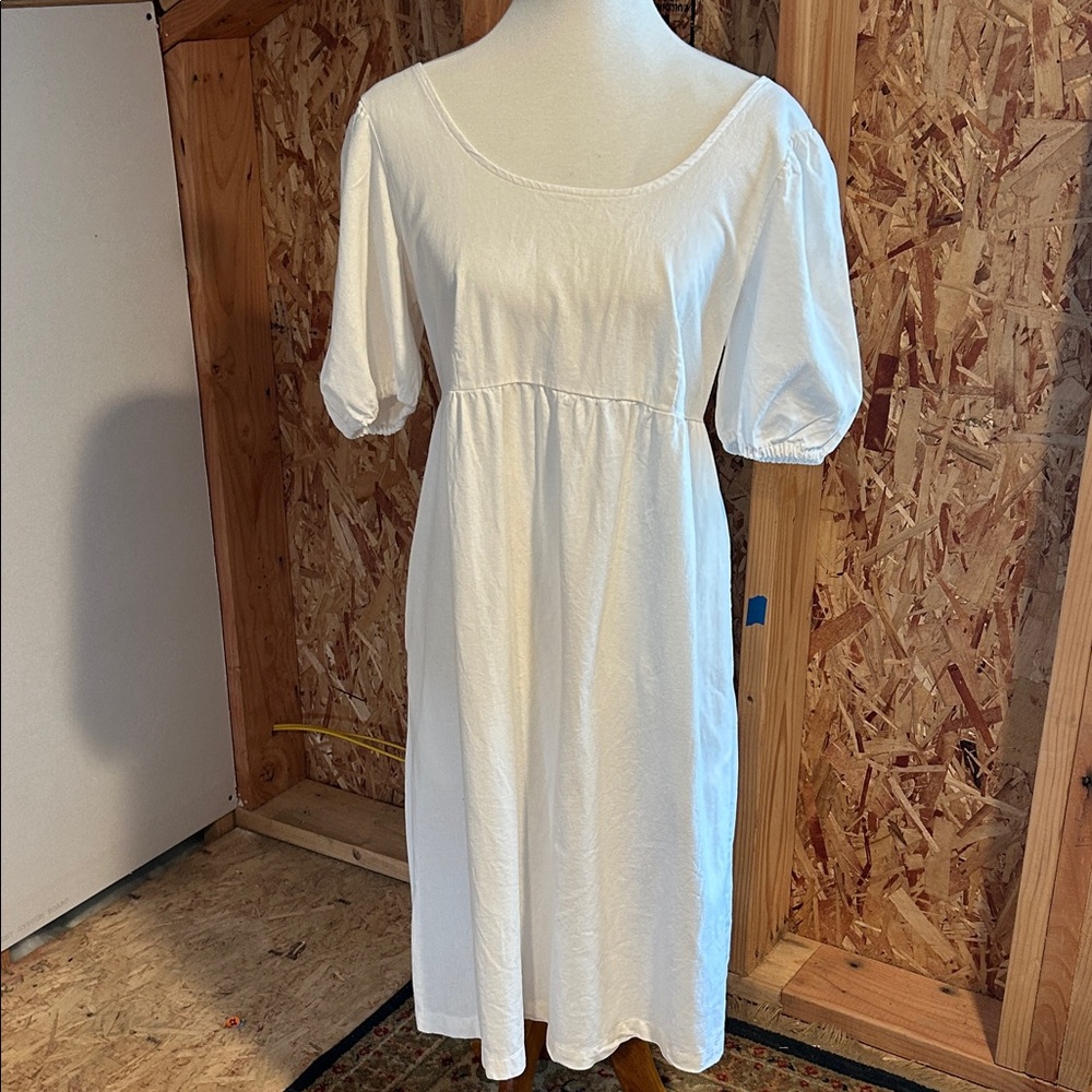White Puff-Sleeve Ingrid + Isabel Maternity Dress